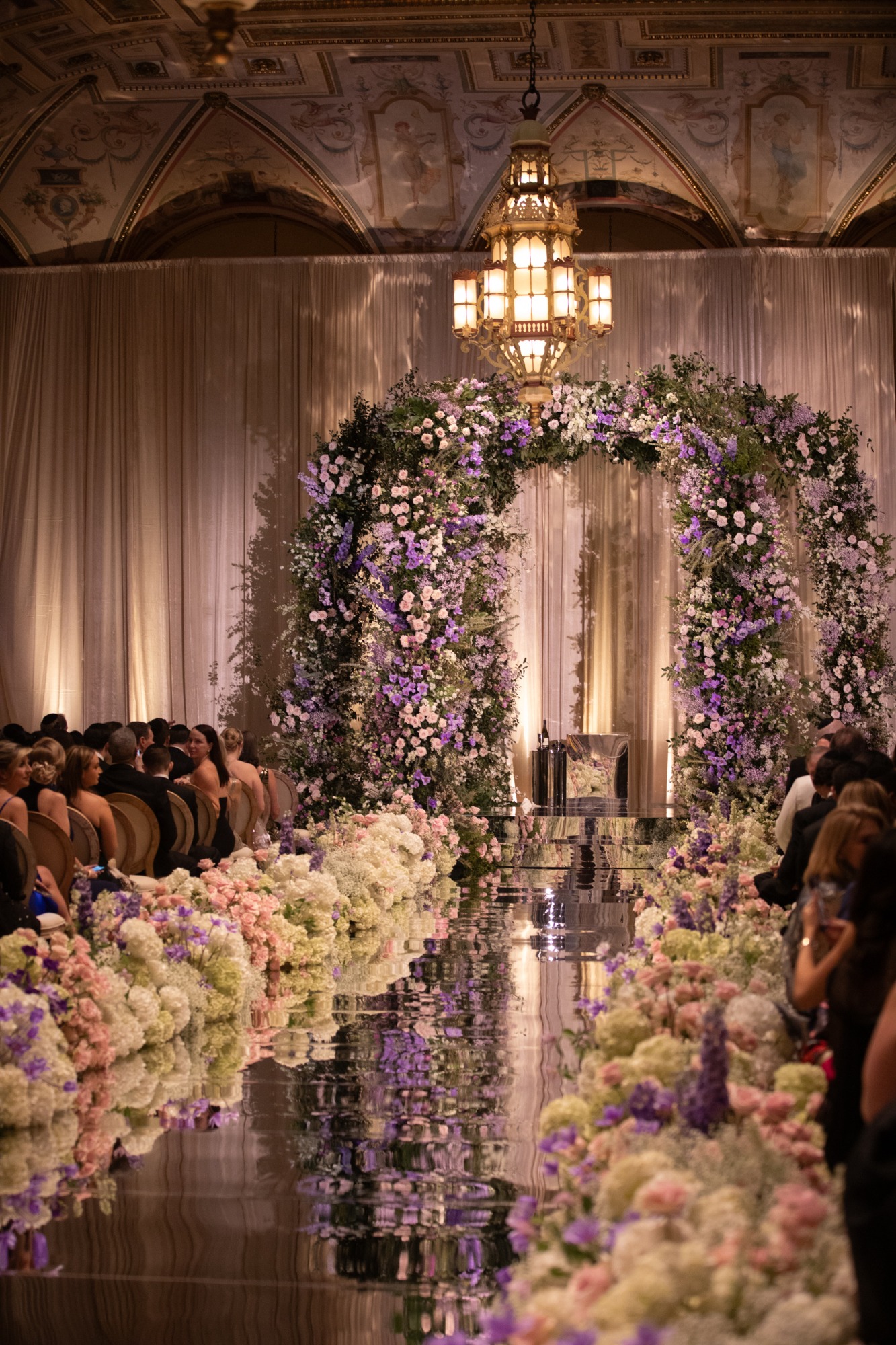 glass mirrored wedding aisle