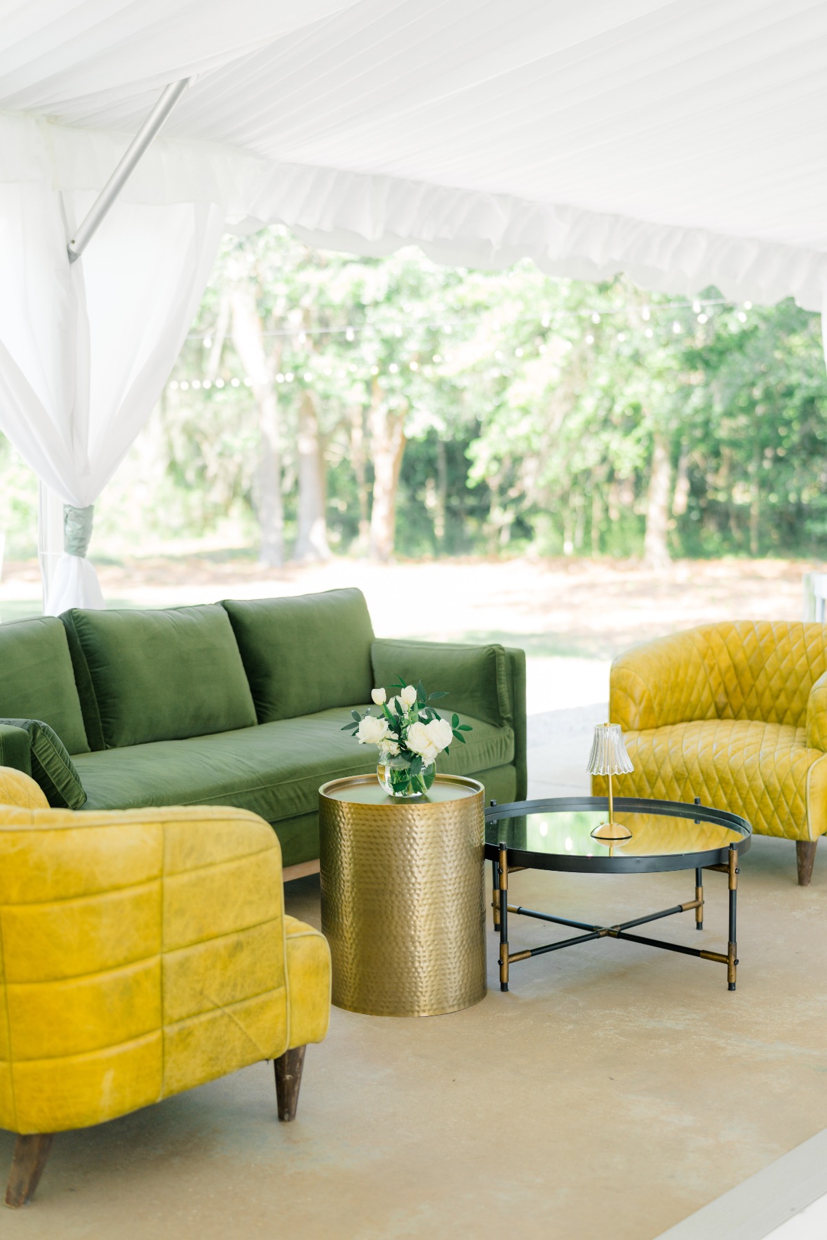 green and gold wedding reception lounge ideas