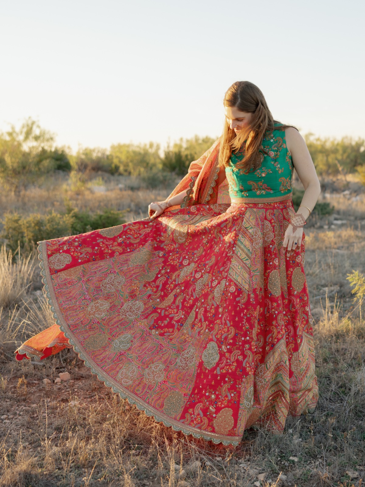 green red and orange saree ideas