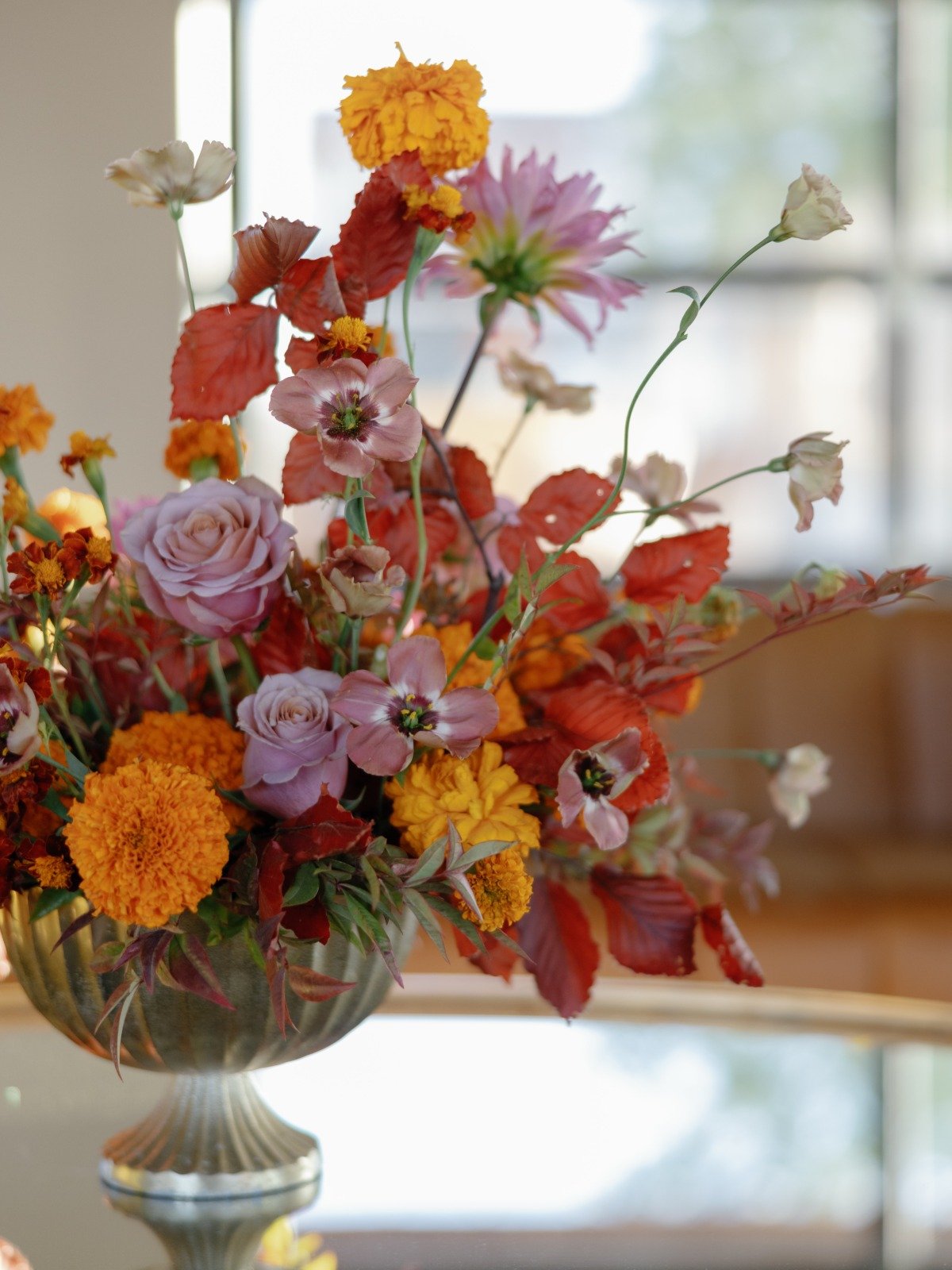 purple pink and orange wedding flowers