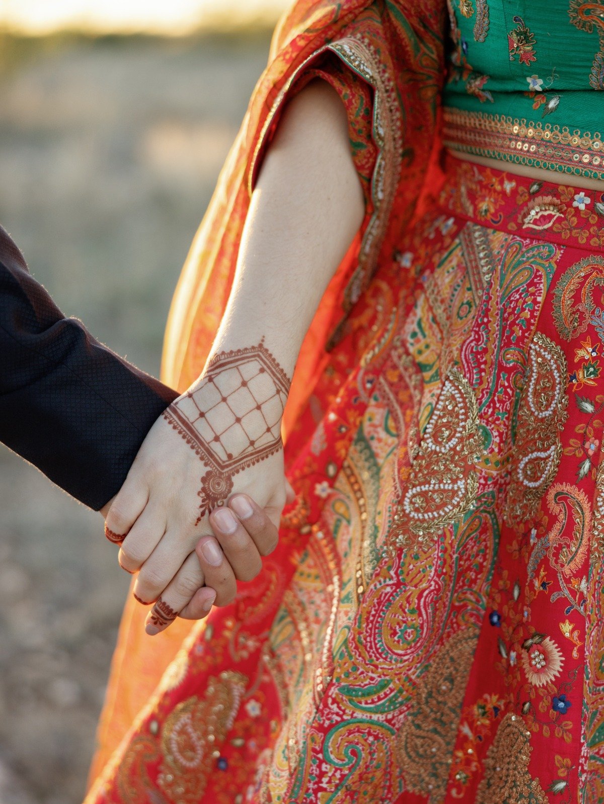 colorful orange and green saree 