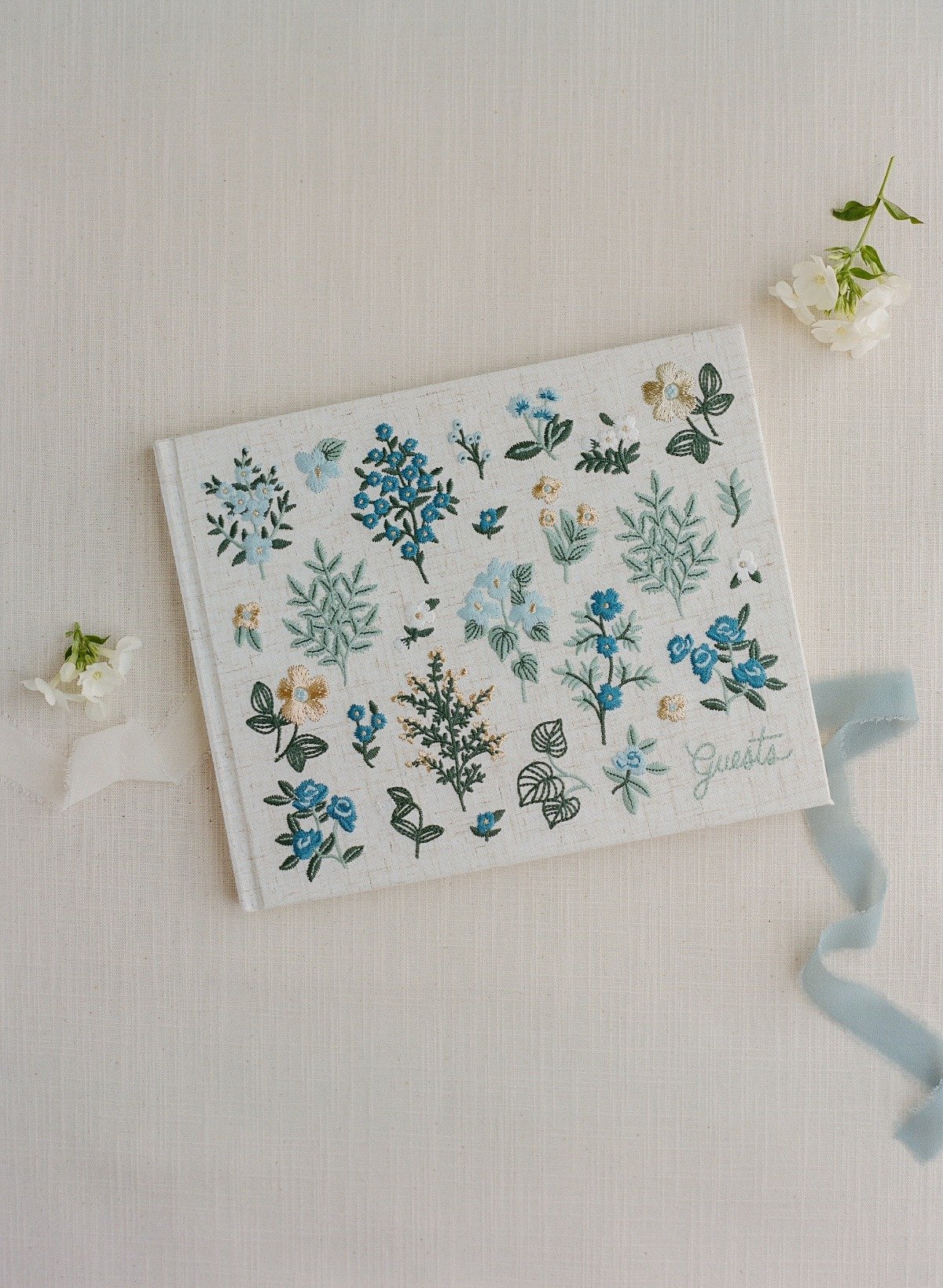 embroidered wildflower guest book for wedding