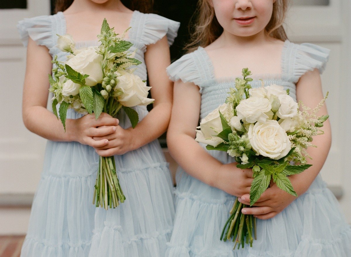 blue tulle flower girl dresses