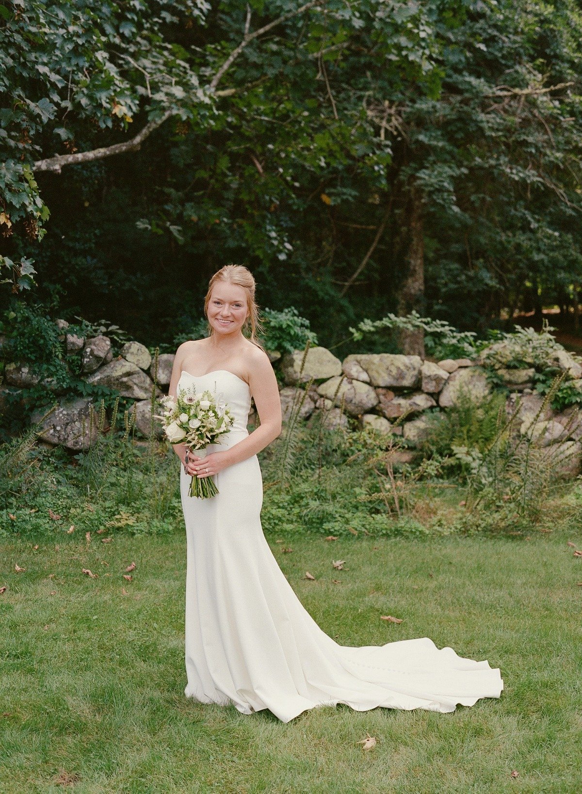 simple strapless wedding gown