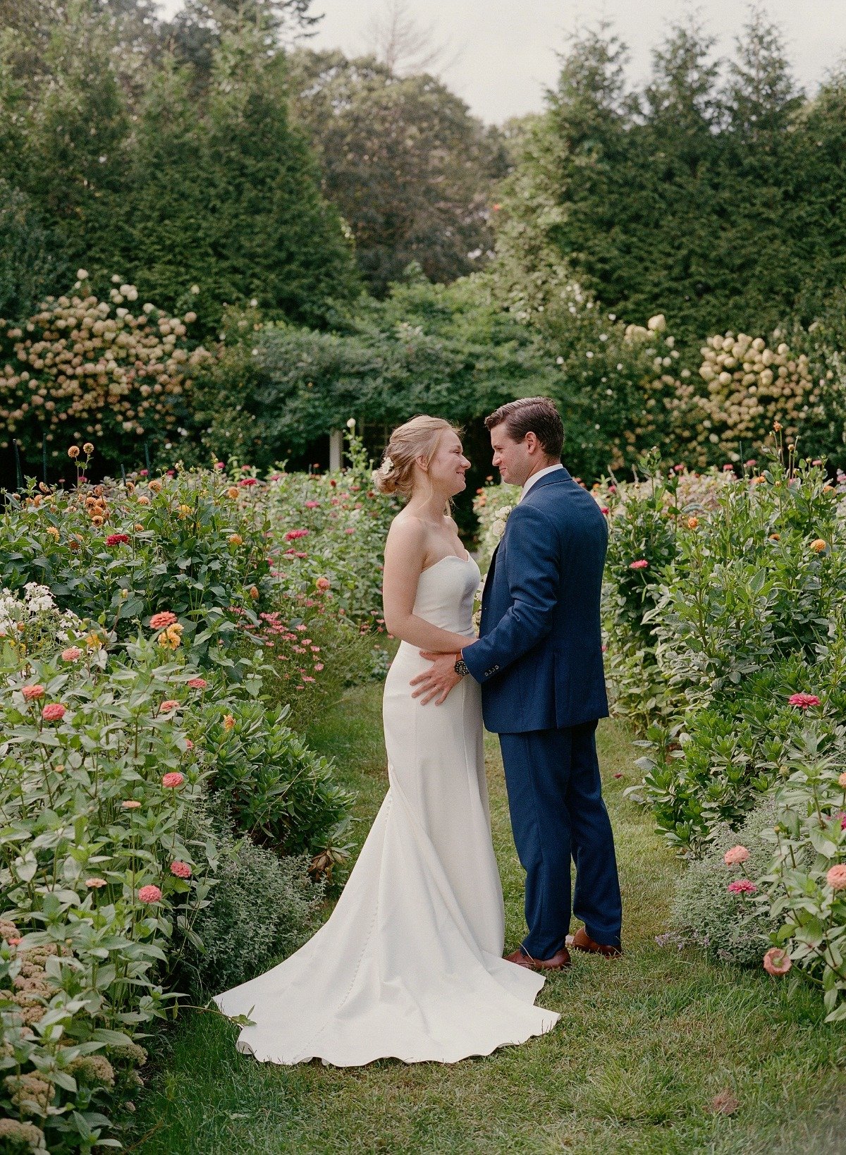 This wedding on martha’s vineyard had an aisle made of wildflowers