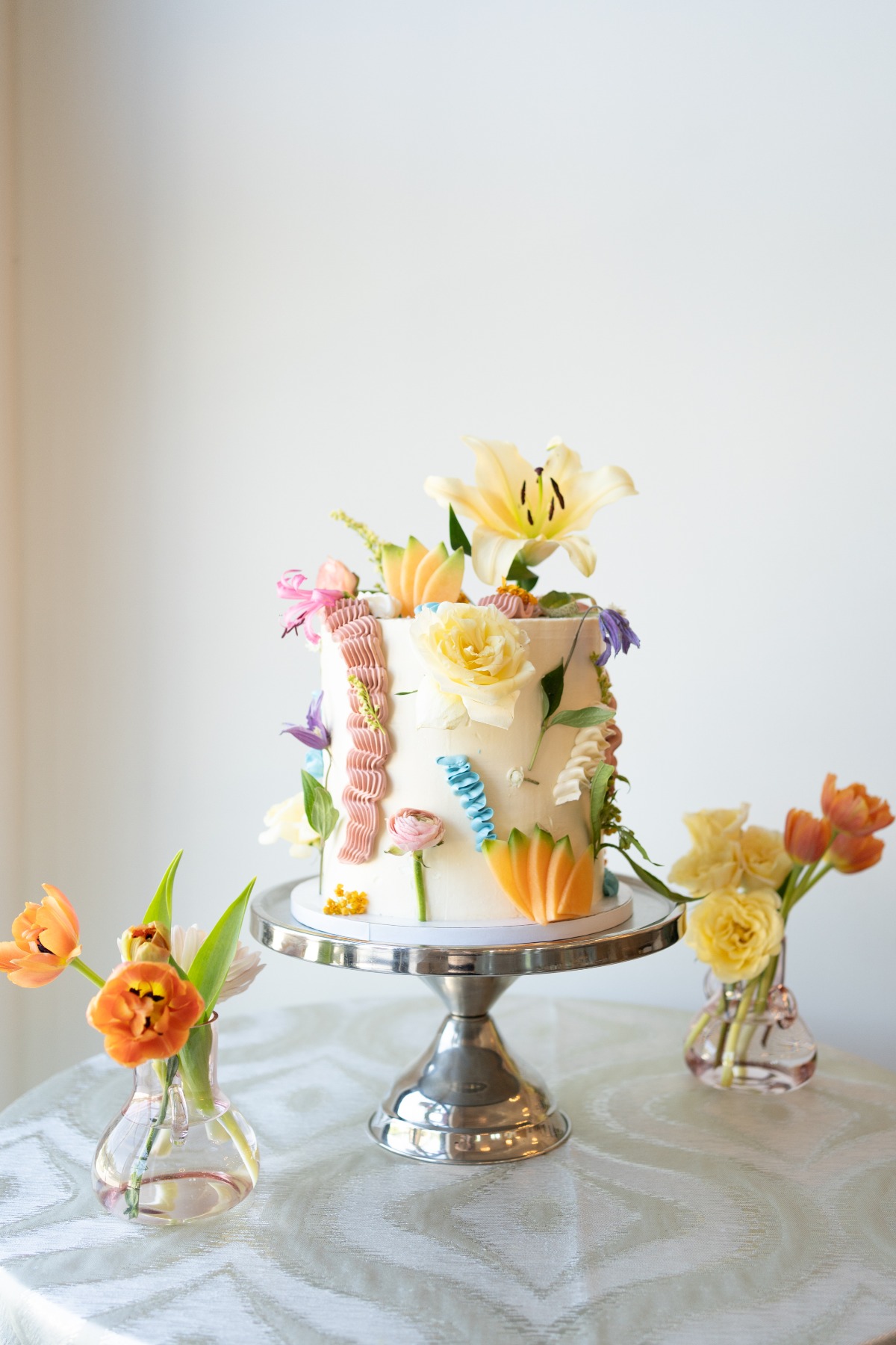 whimsical garden wedding cake