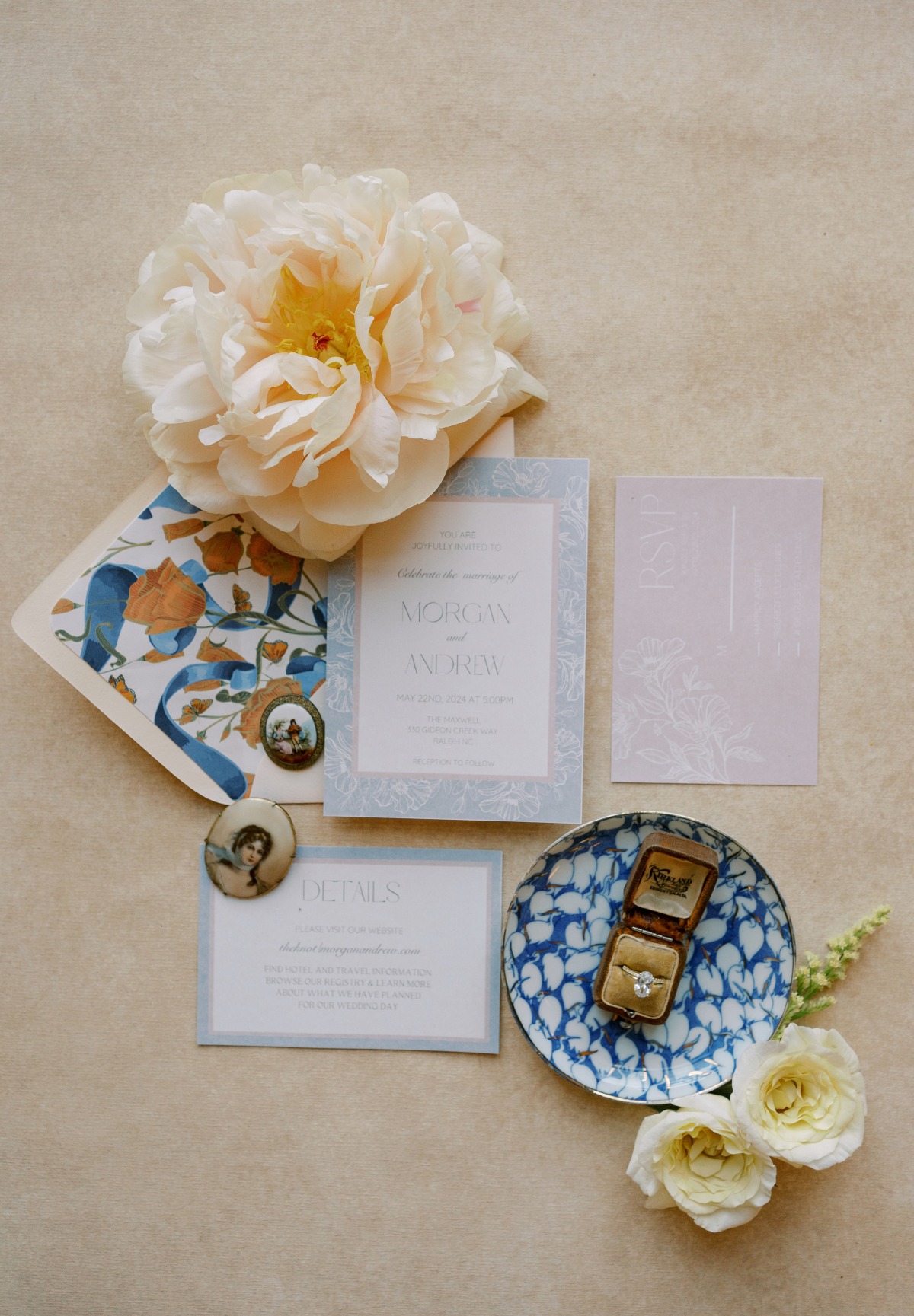 blue floral wedding invitations