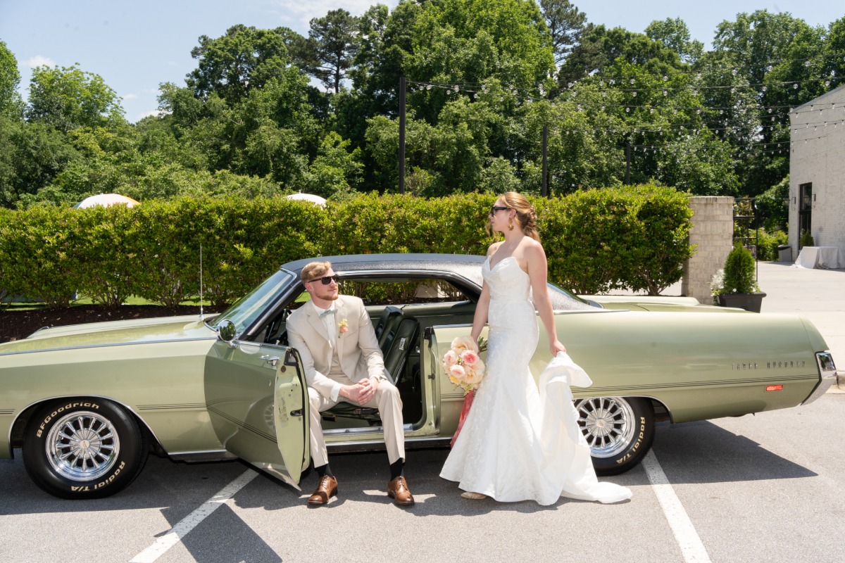 vintage wedding exit rental car