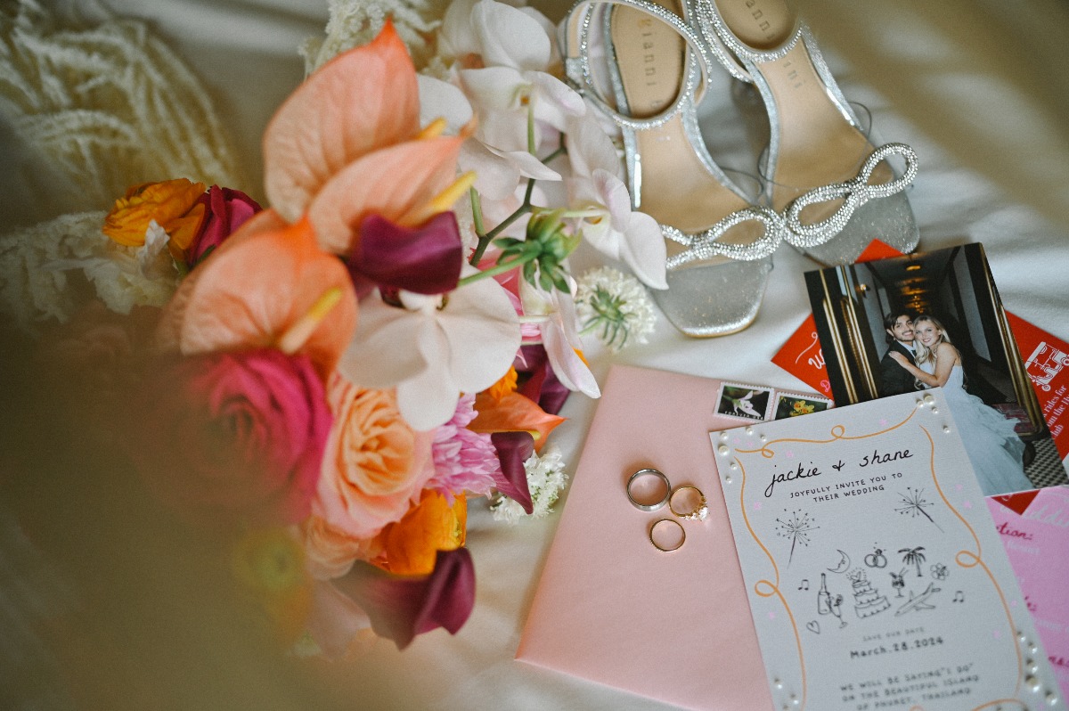 Wedding Details with Shoes and Invites