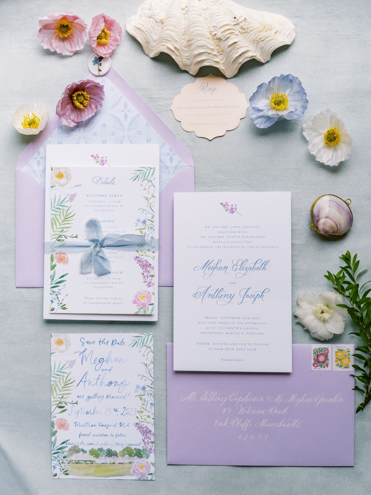 pastel wedding invitation suite