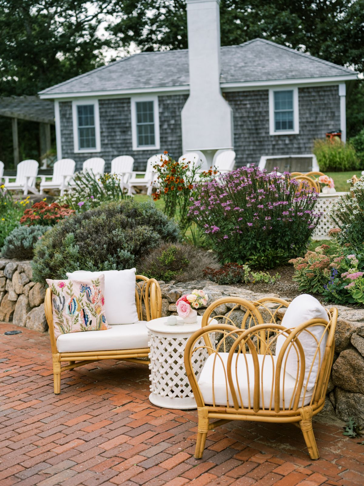 outdoor lounge set up for wedding on marthas vineyard