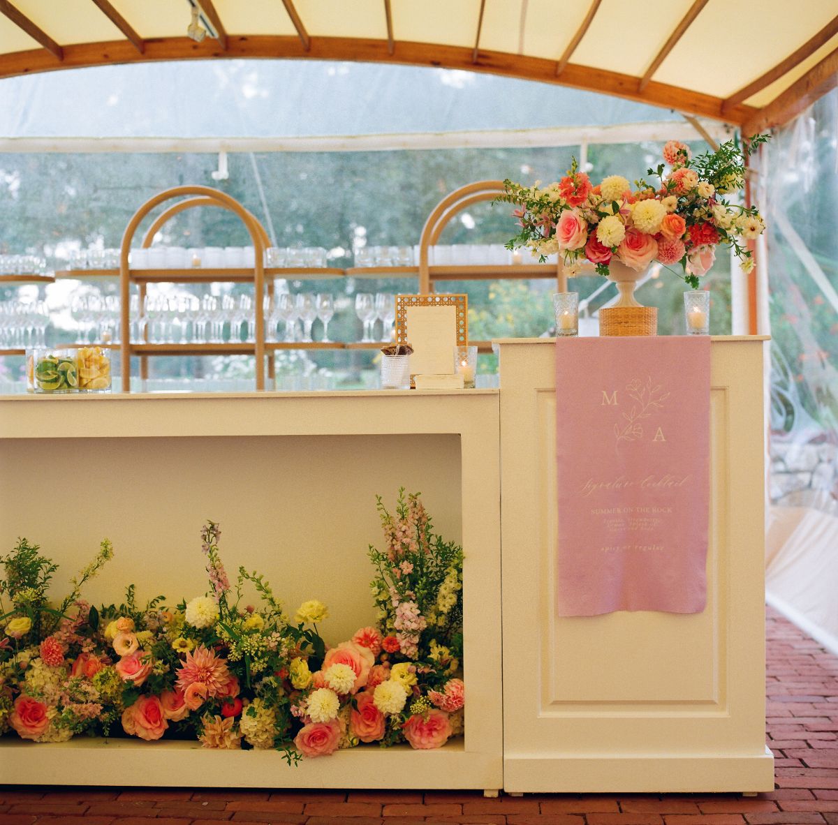 portable floral bar on marthas vineyard