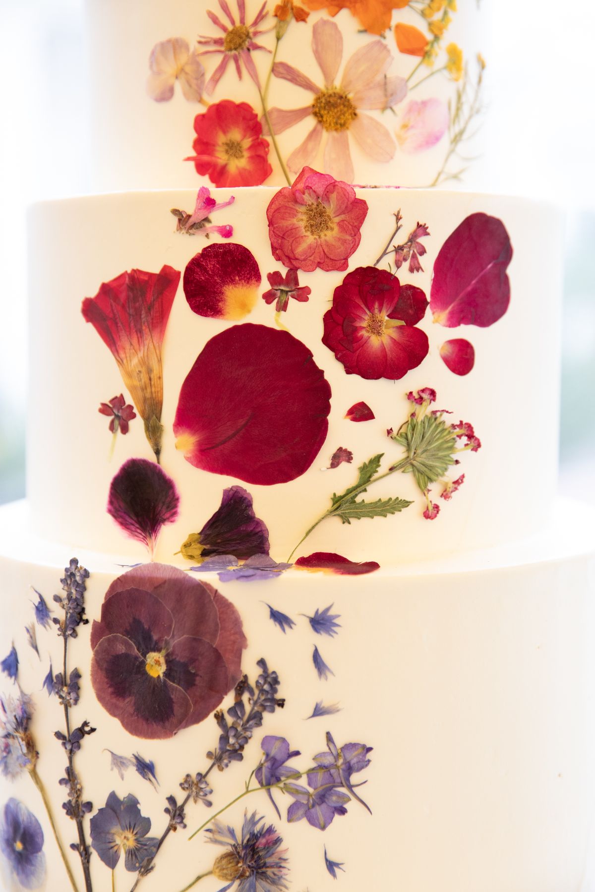 pressed flower wedding cake inspiration