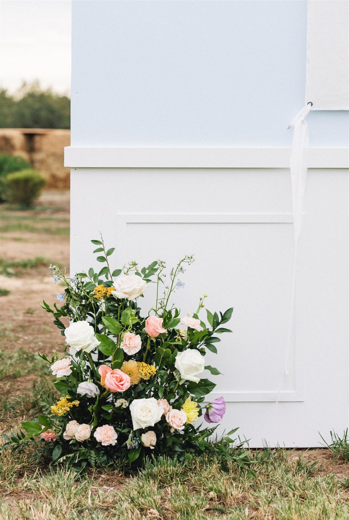 pastel floor wedding floral arrangements