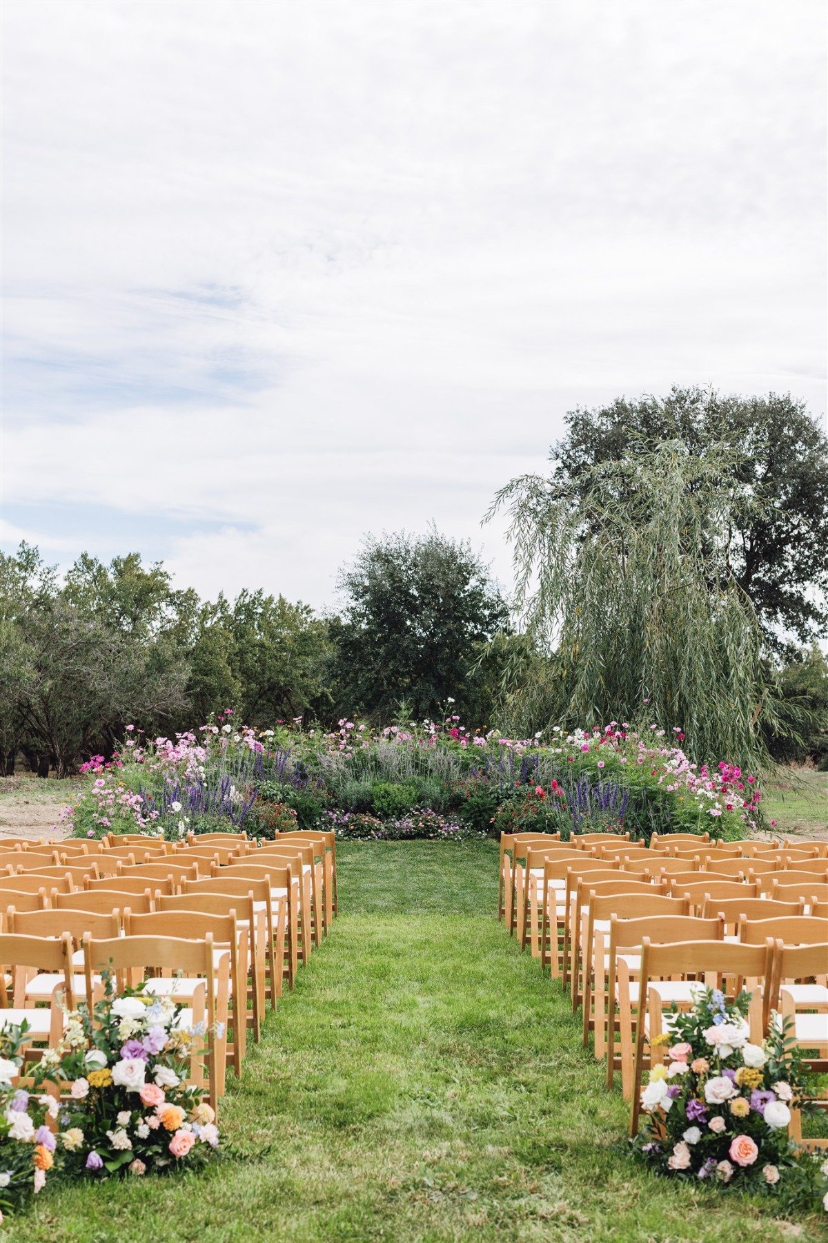 wedding ceremony in a wildflower field