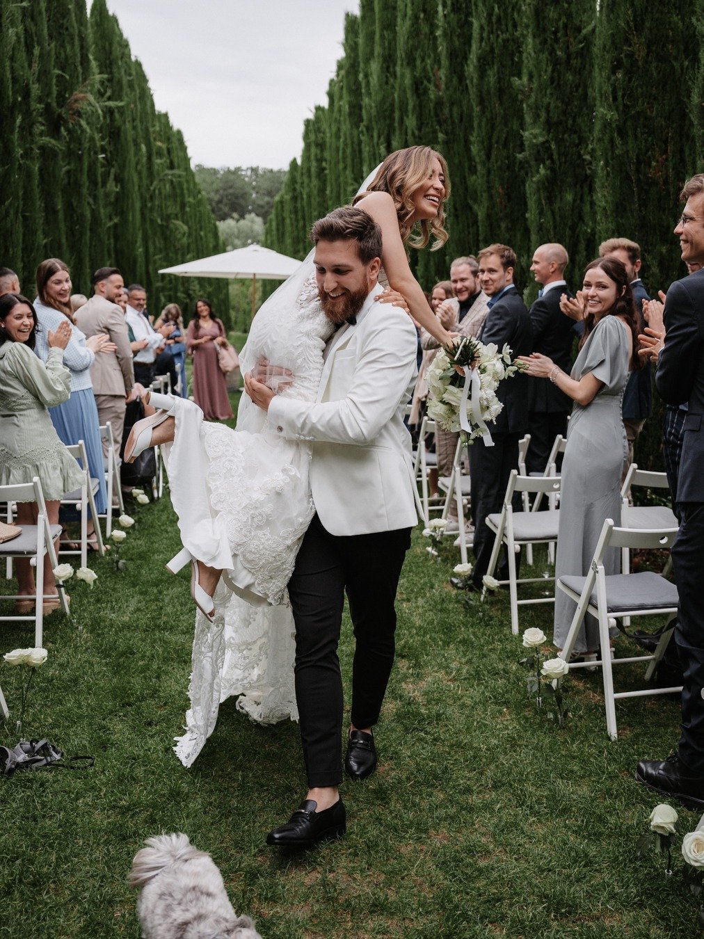 bride and groom at outdoor wedding ceremony in germany