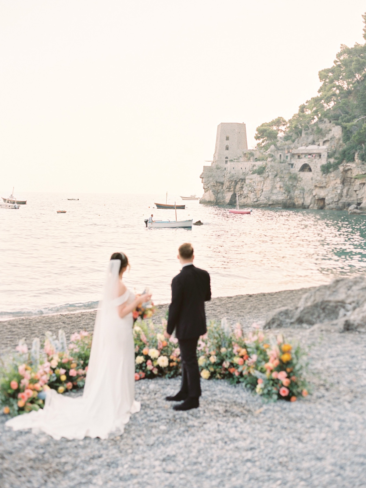 a sunset elopement ceremony in positano