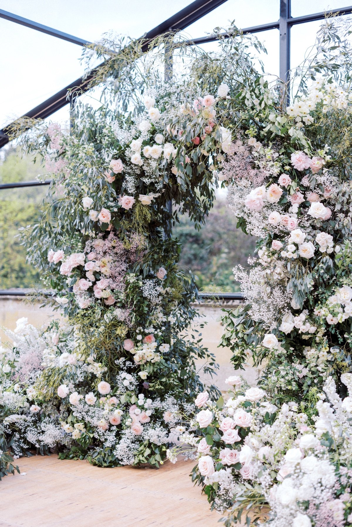 extra large blush and white floral arch