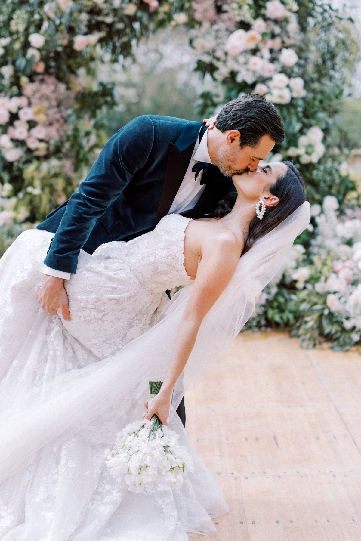 strapless lace wedding dress