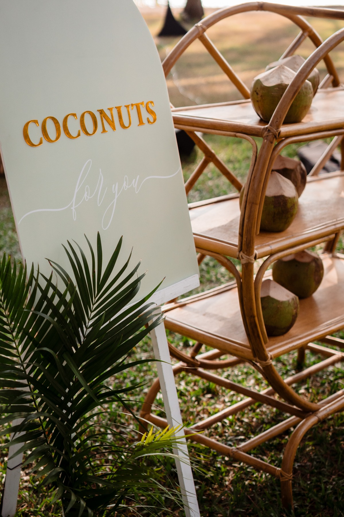 cute coconut display for Thailand wedding