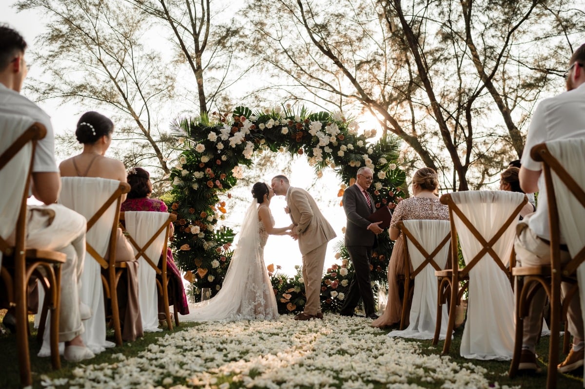 beautiful outdoor wedding ceremony in thailand