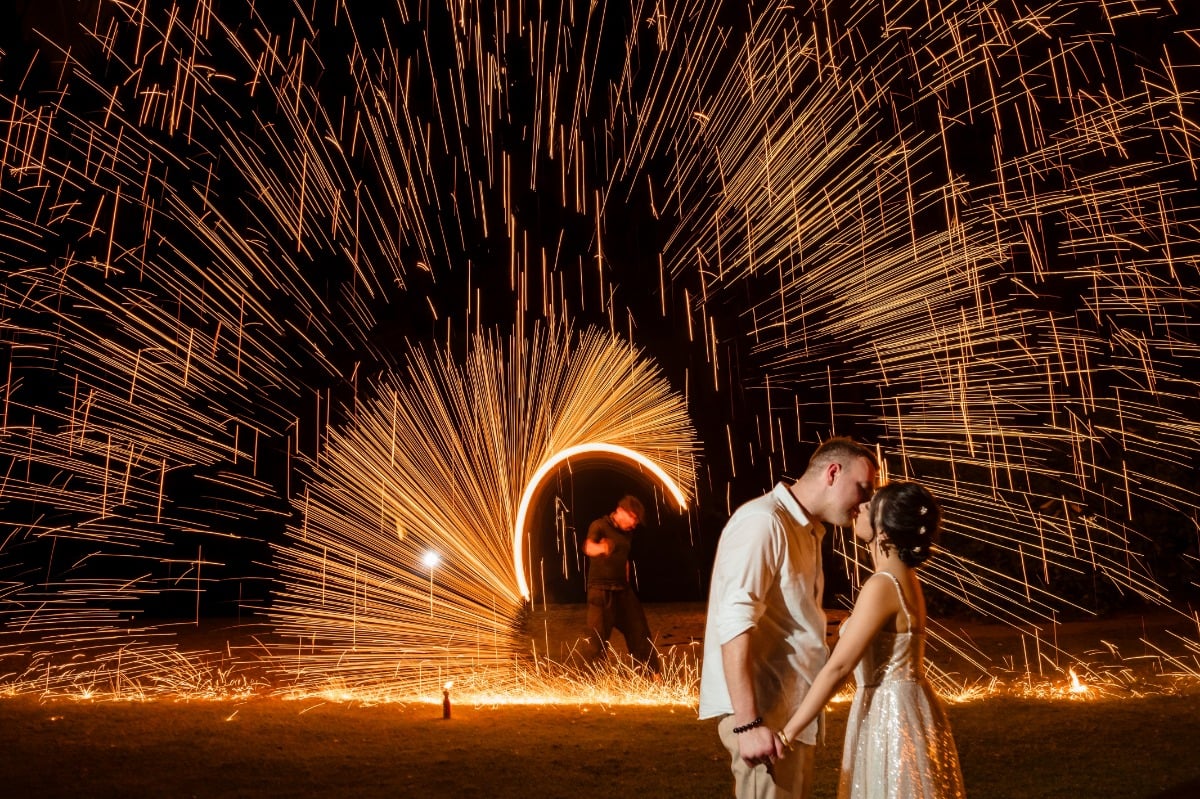 unique fireworks wedding photography