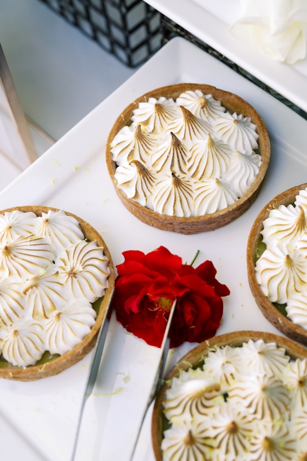 red and white dessert table for wedding