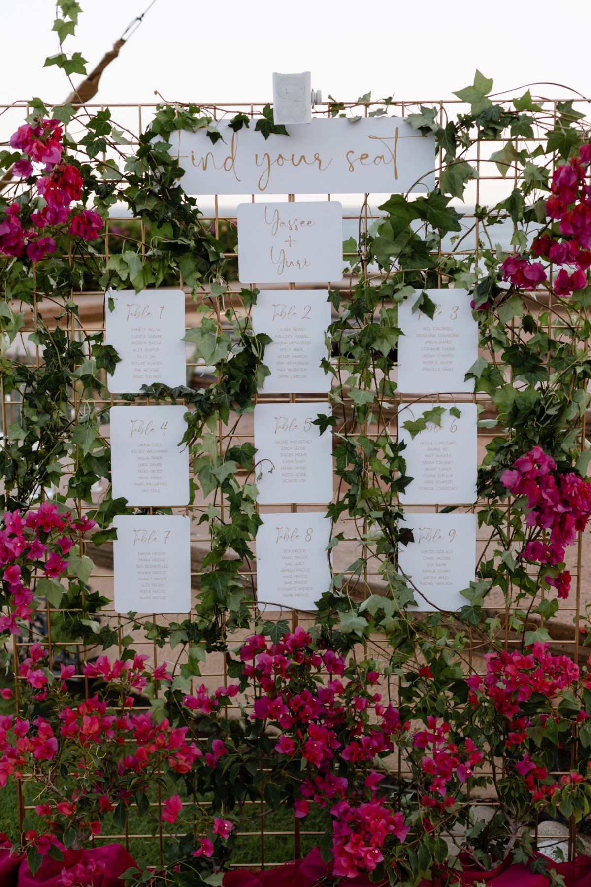 bougainvillea wedding escort wall