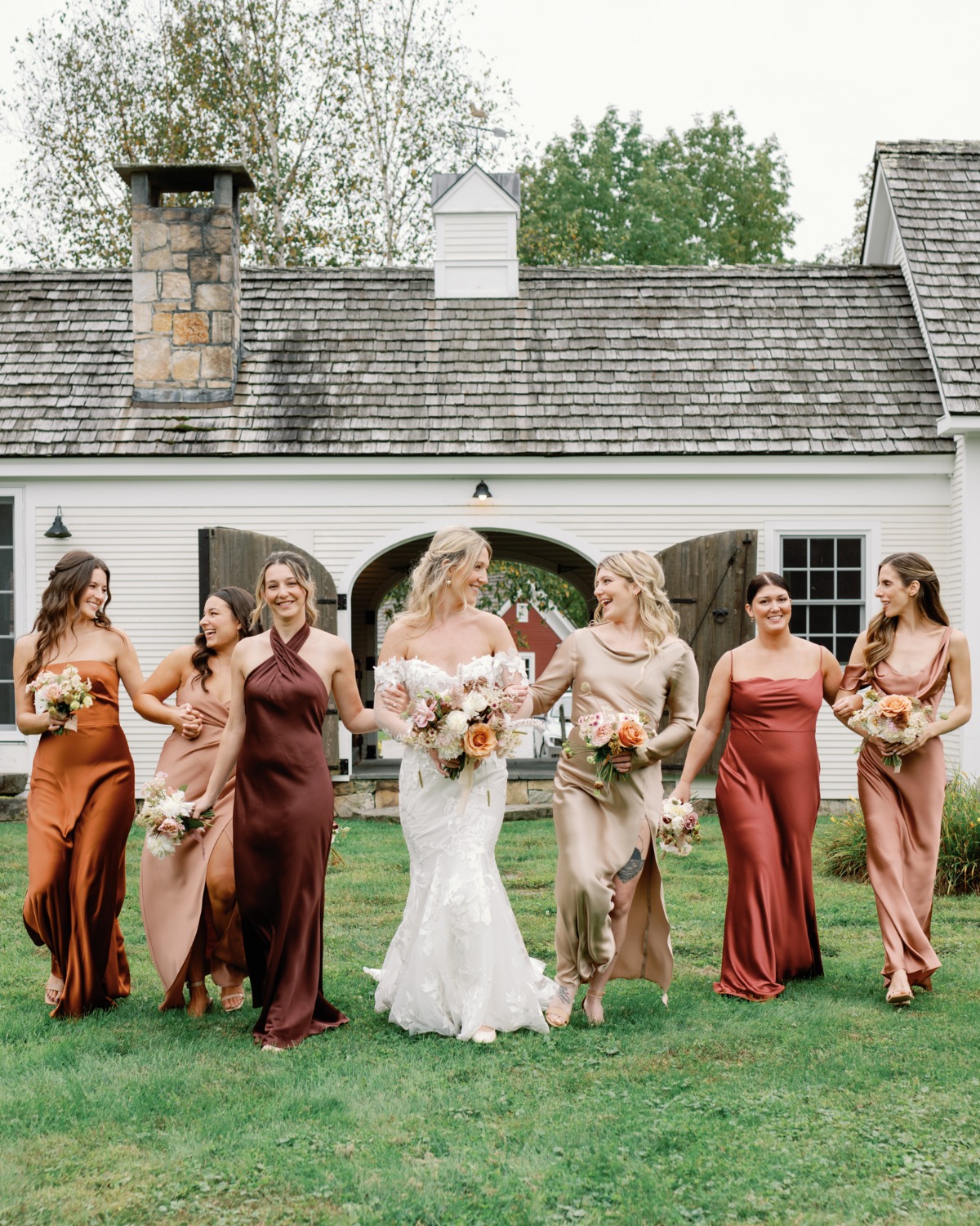 rust champagne and terracotta bridesmaid dresses