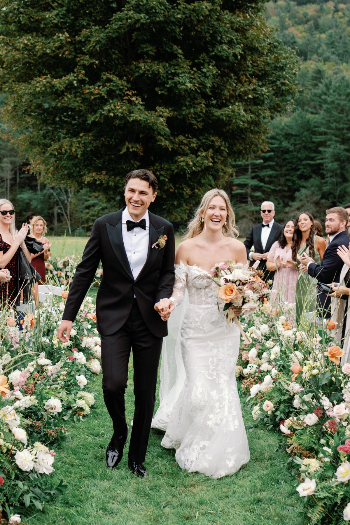 beautiful peach and ivory outdoor garden wedding