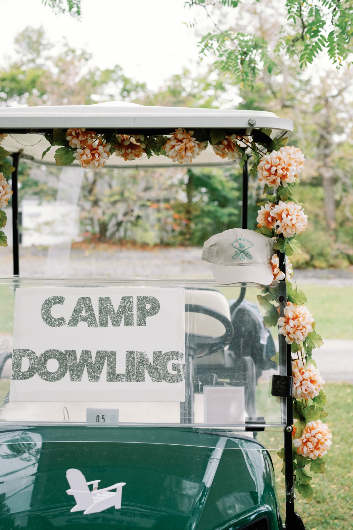 decorated golf cart for wedding