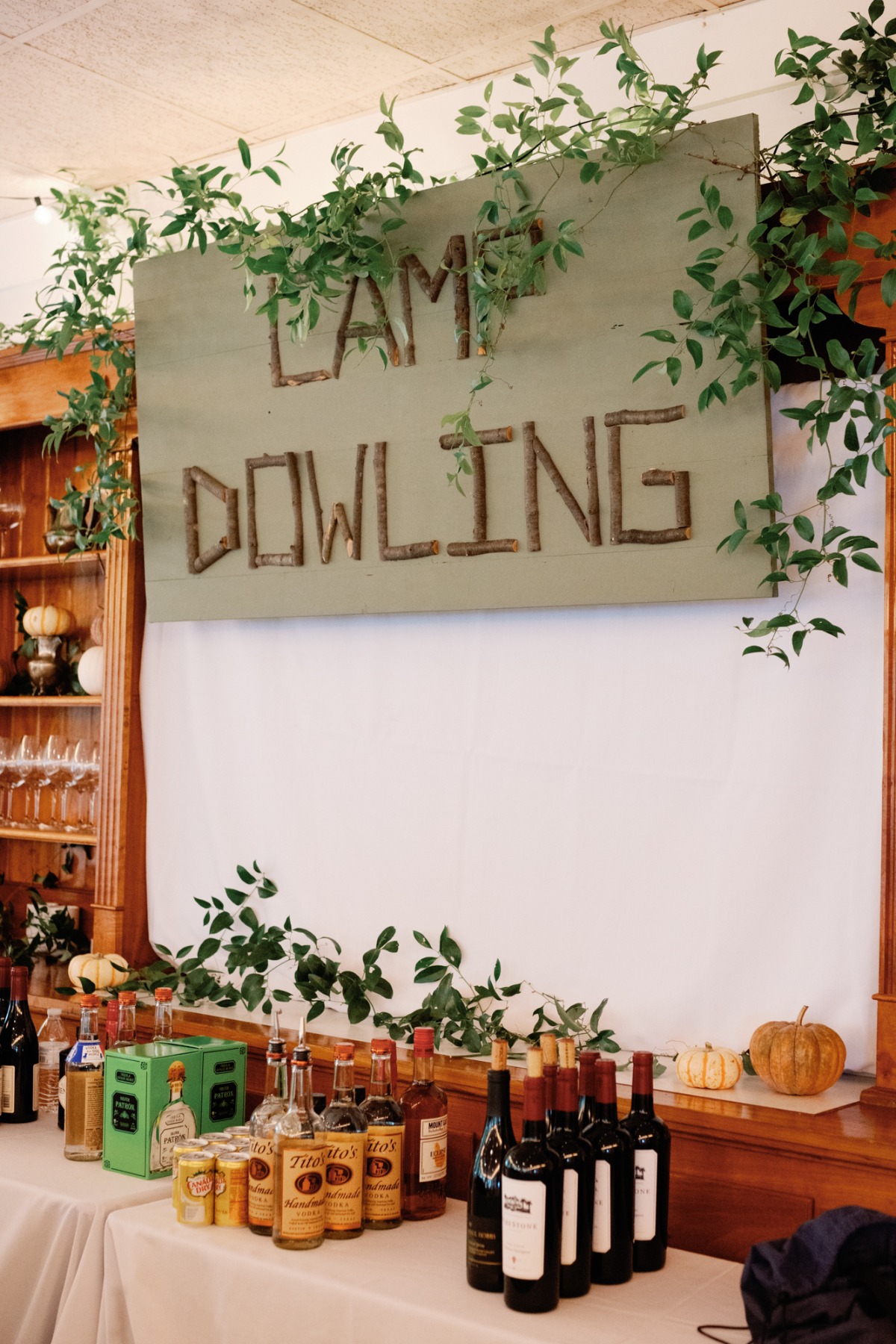 camp-inspired wedding bar