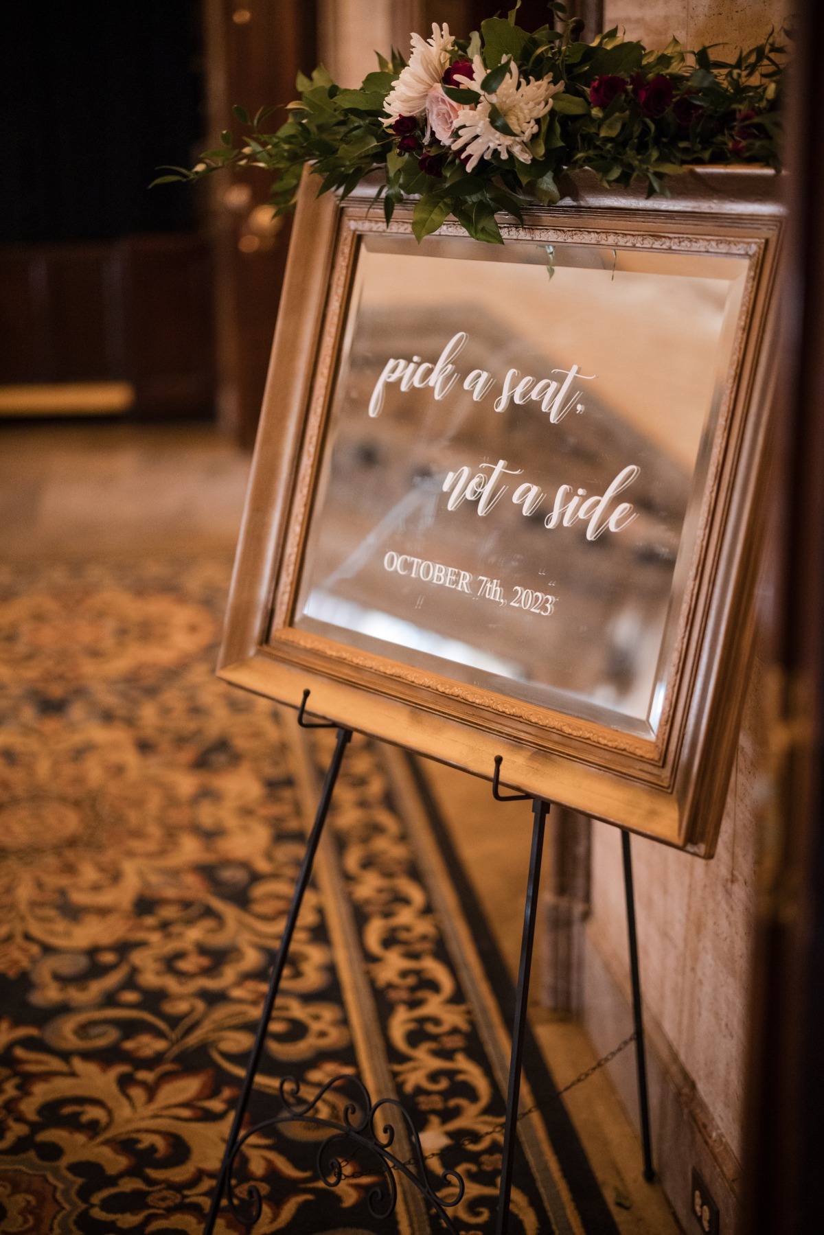 mirror wedding ceremony welcome sign