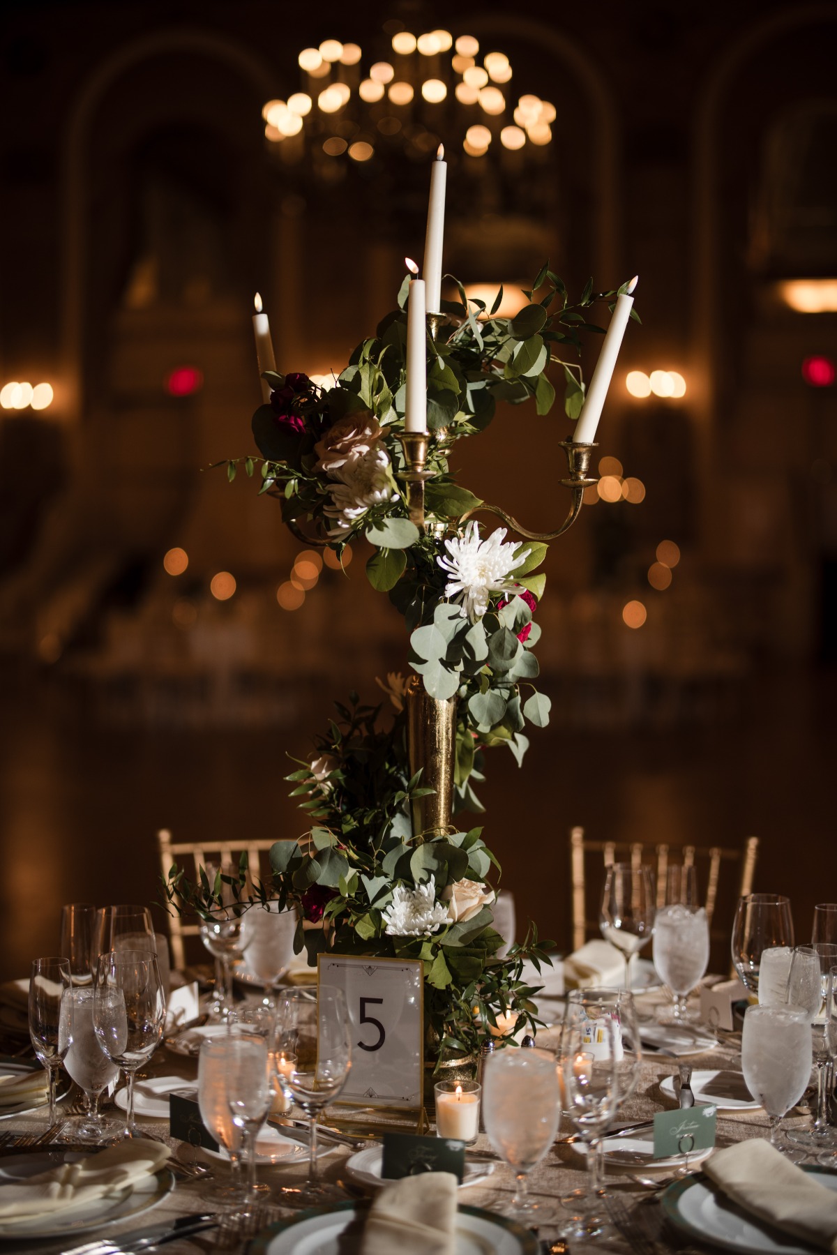 gold candelabra centerpiece