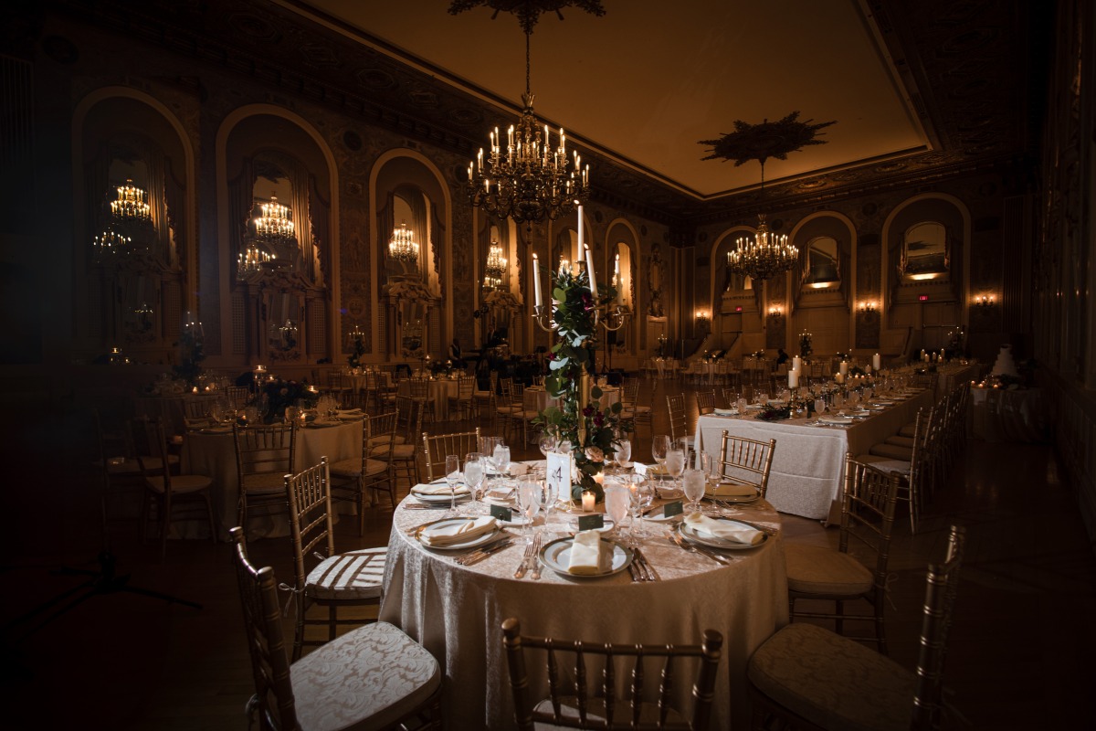 moody romantic ballroom reception