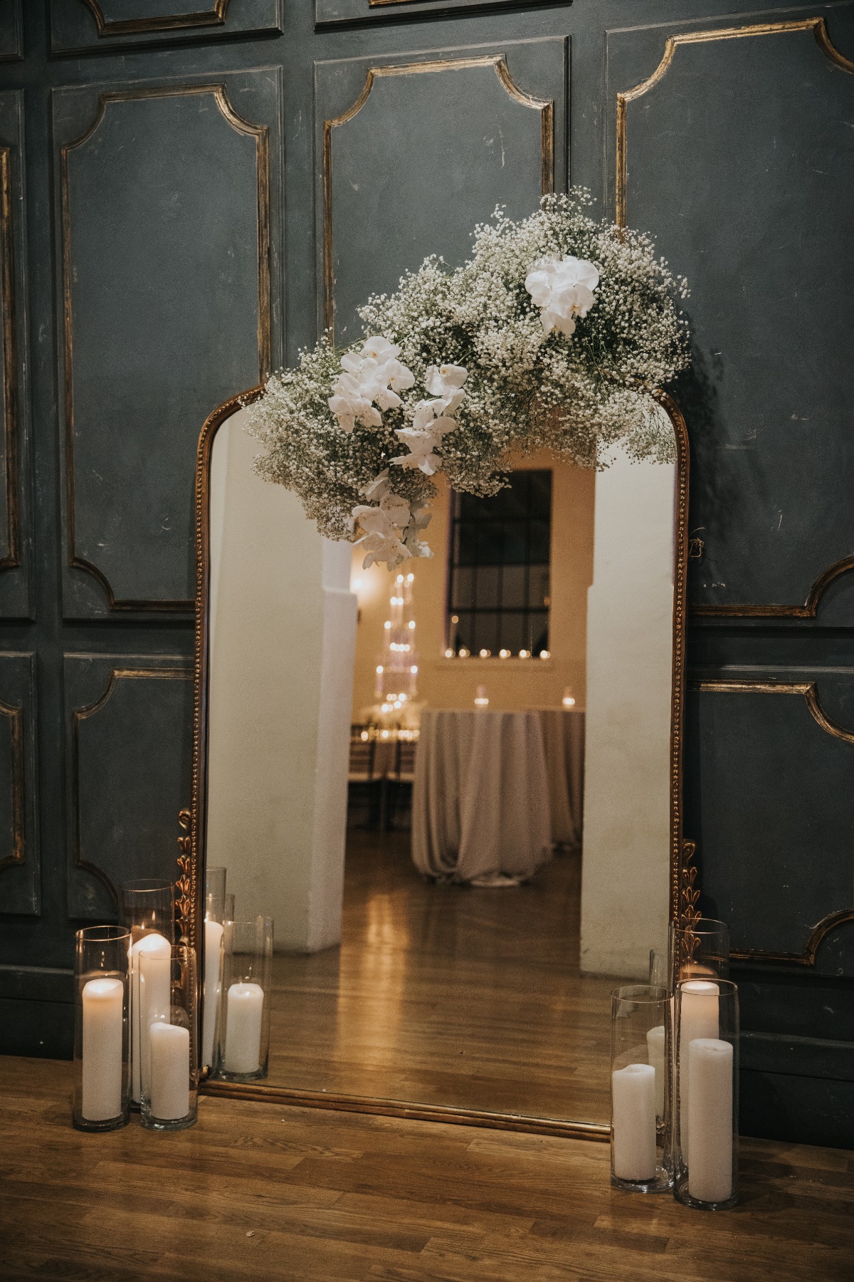 candlelit wedding reception with mirror ideas