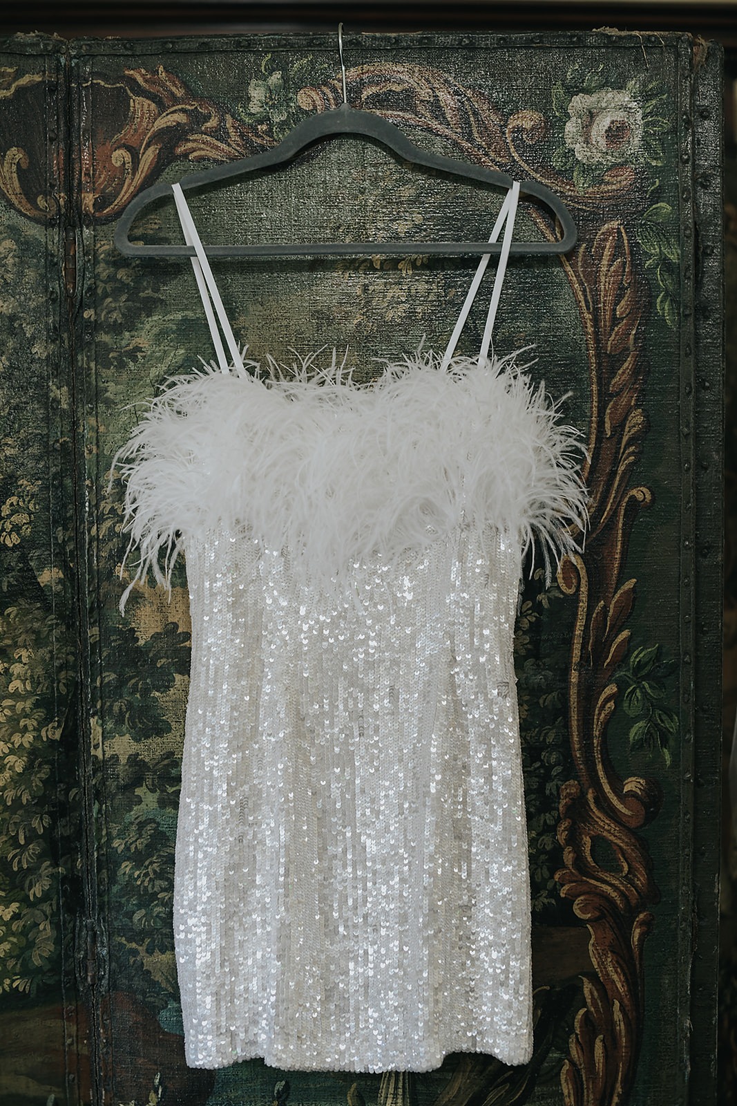 white sequin mini dress for wedding reception