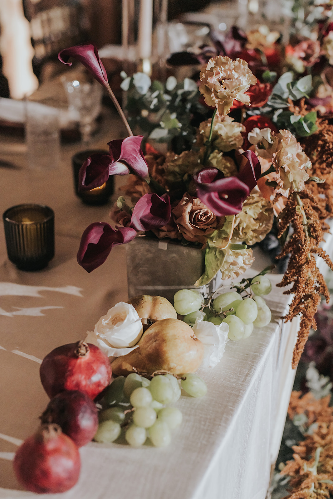 renaissance inspired wedding design with fruit tablescape 