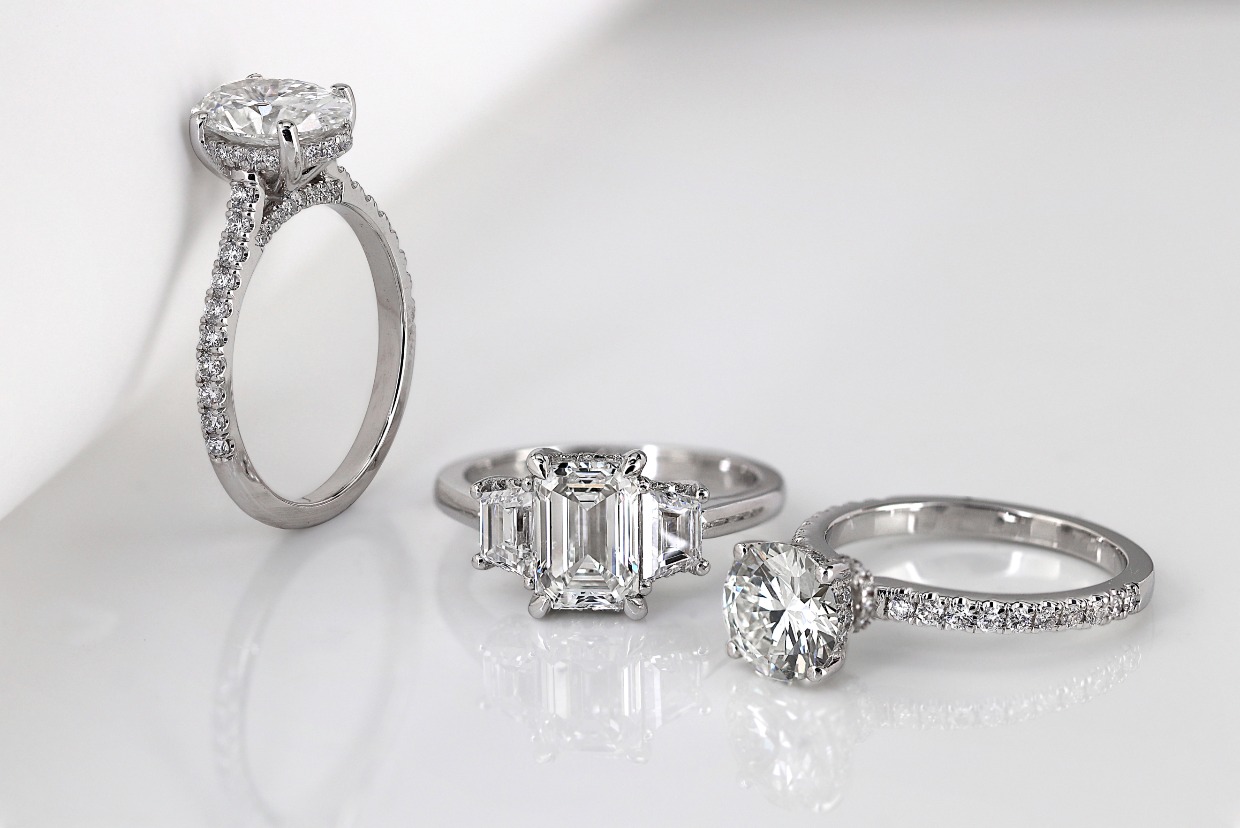 three stone engagement rings from diamond wish