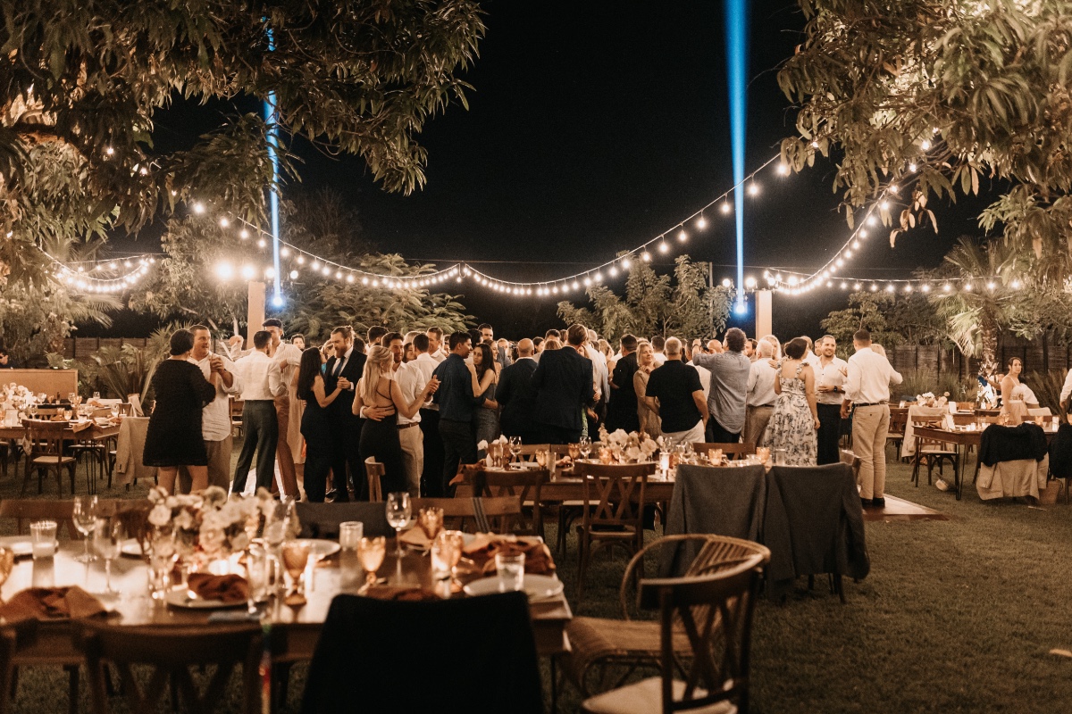 outdoor reception string lights