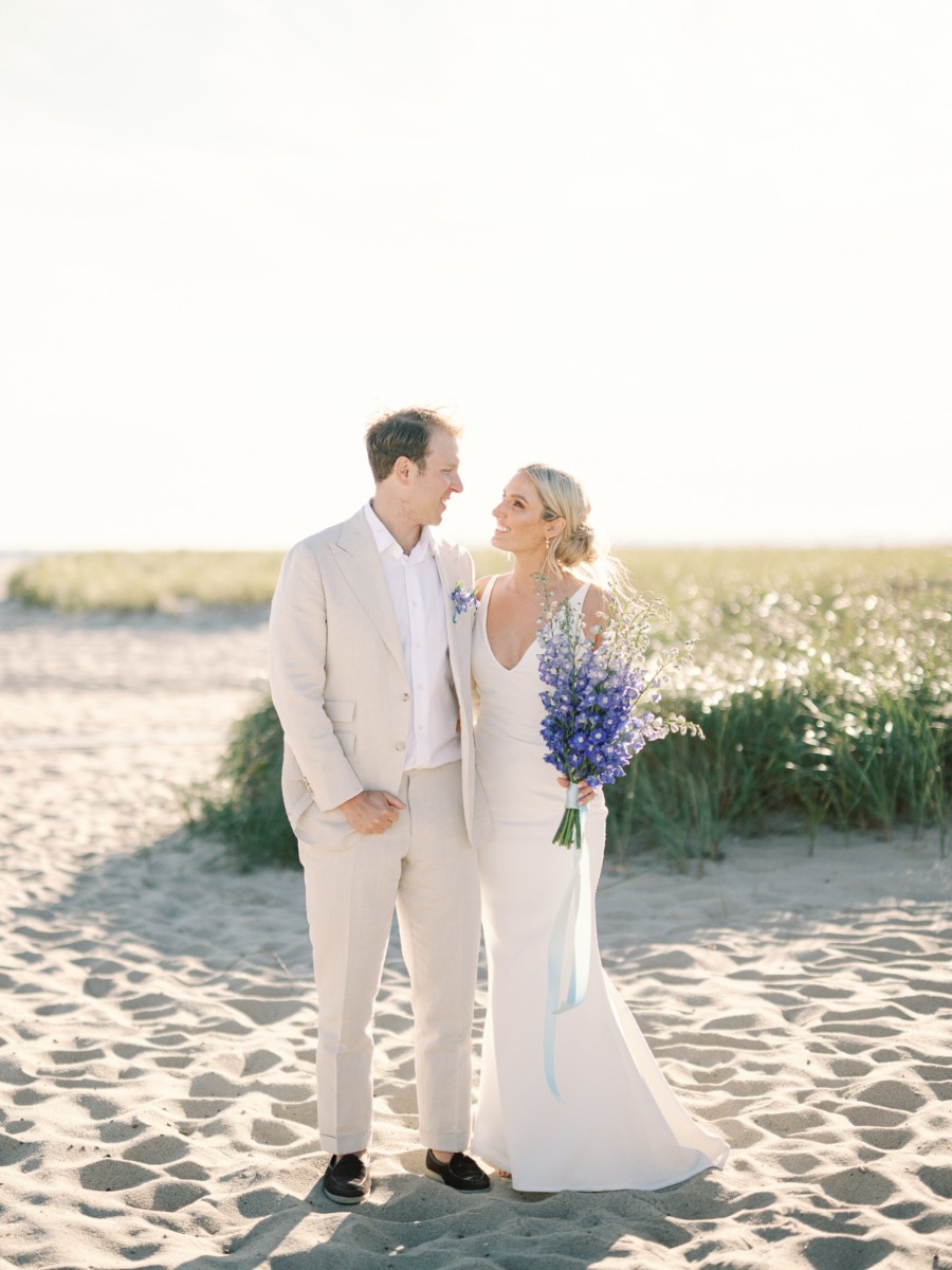 A hurricane couldn't stop this blue wildflower wedding on Cape Cod