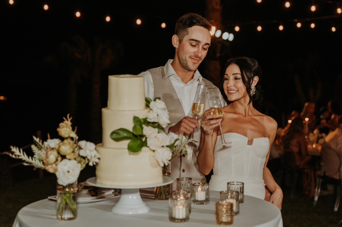 tropical white wedding cake