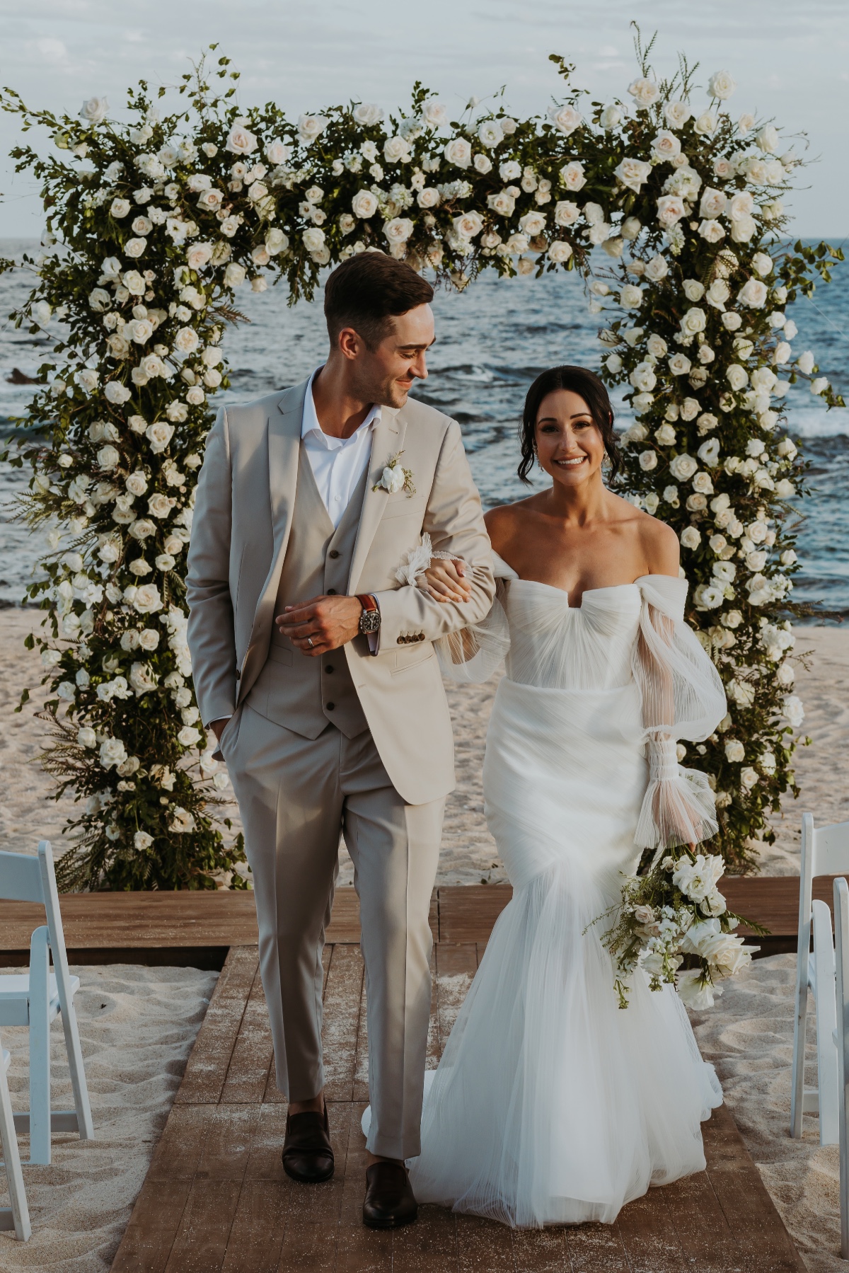 white rose beach wedding