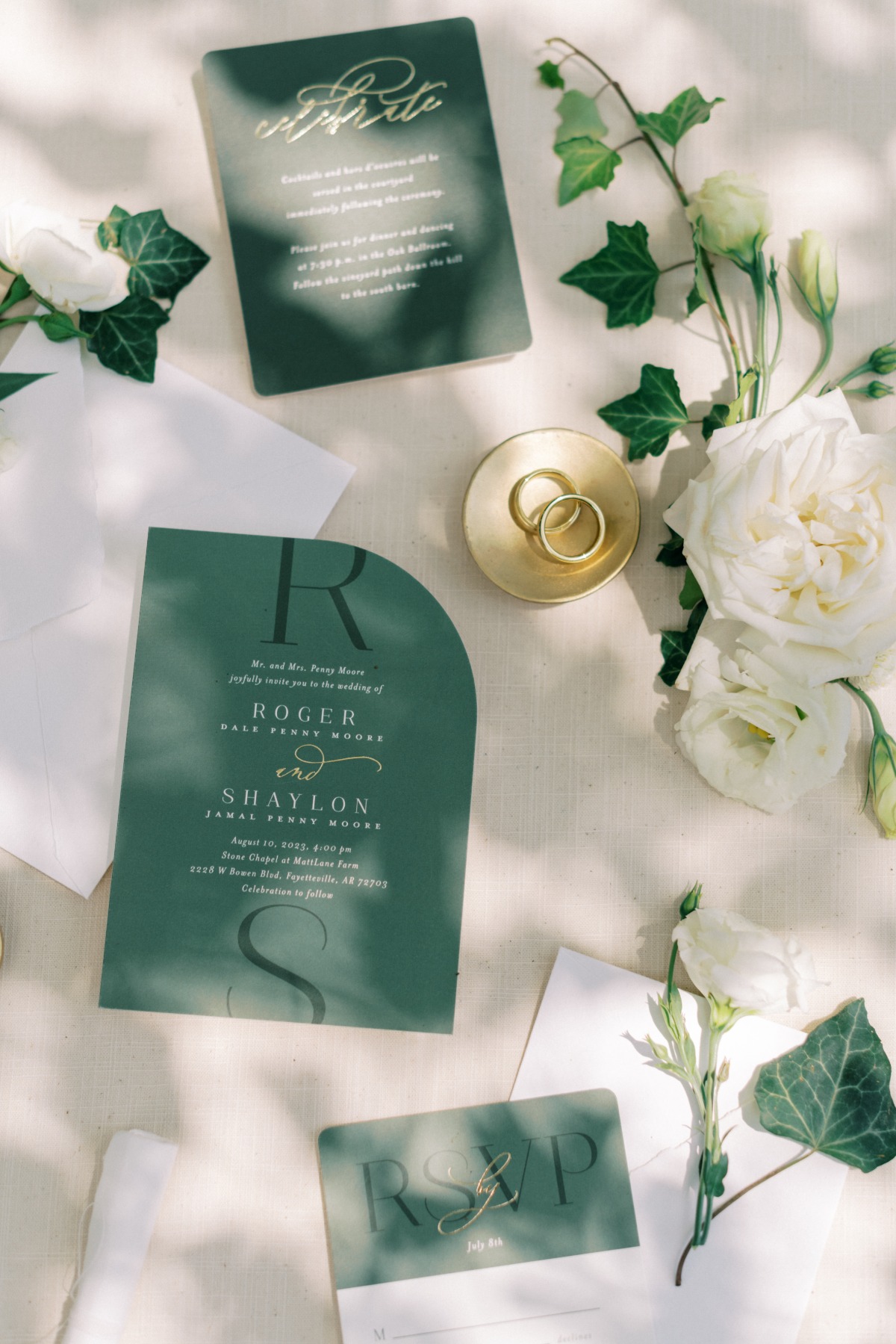 sage wedding invitation suite