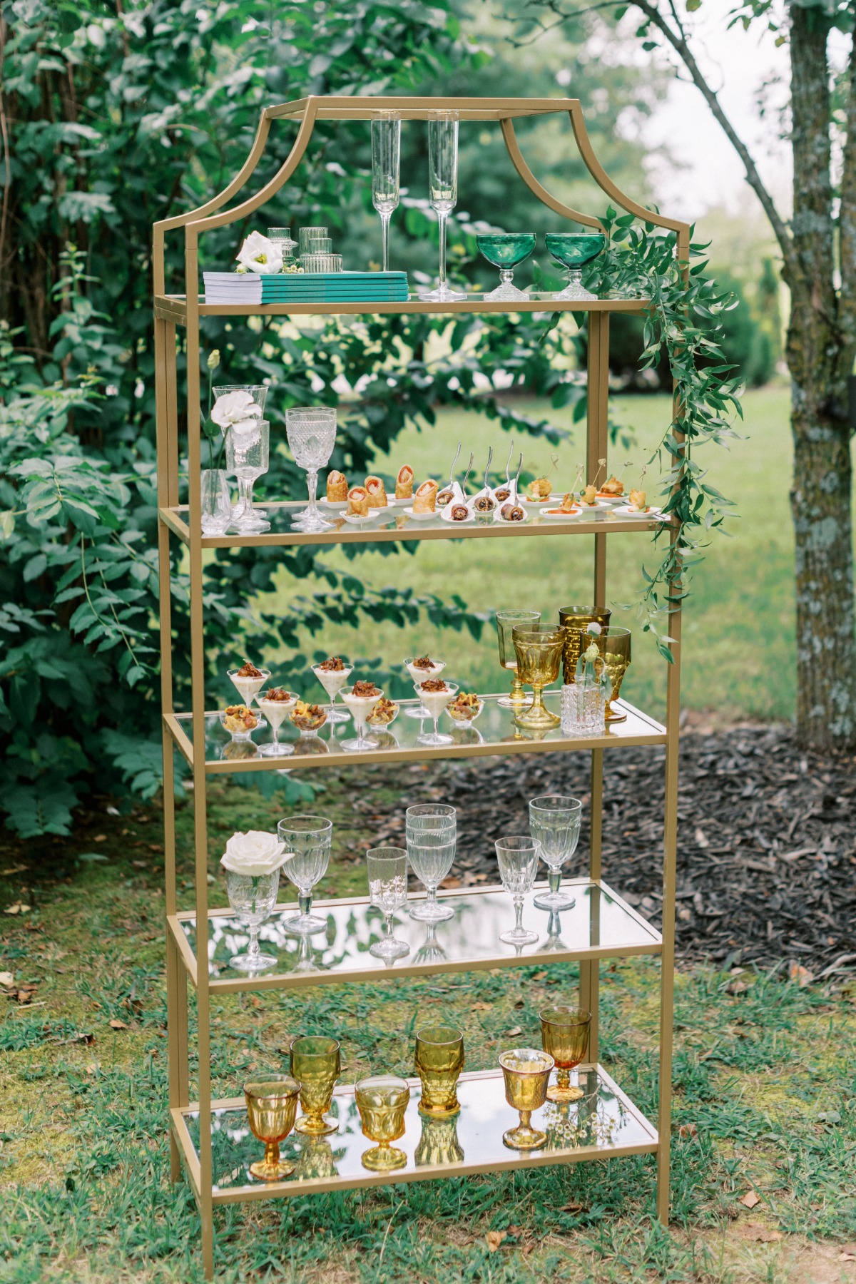 gold hors d'oeuvres shelf