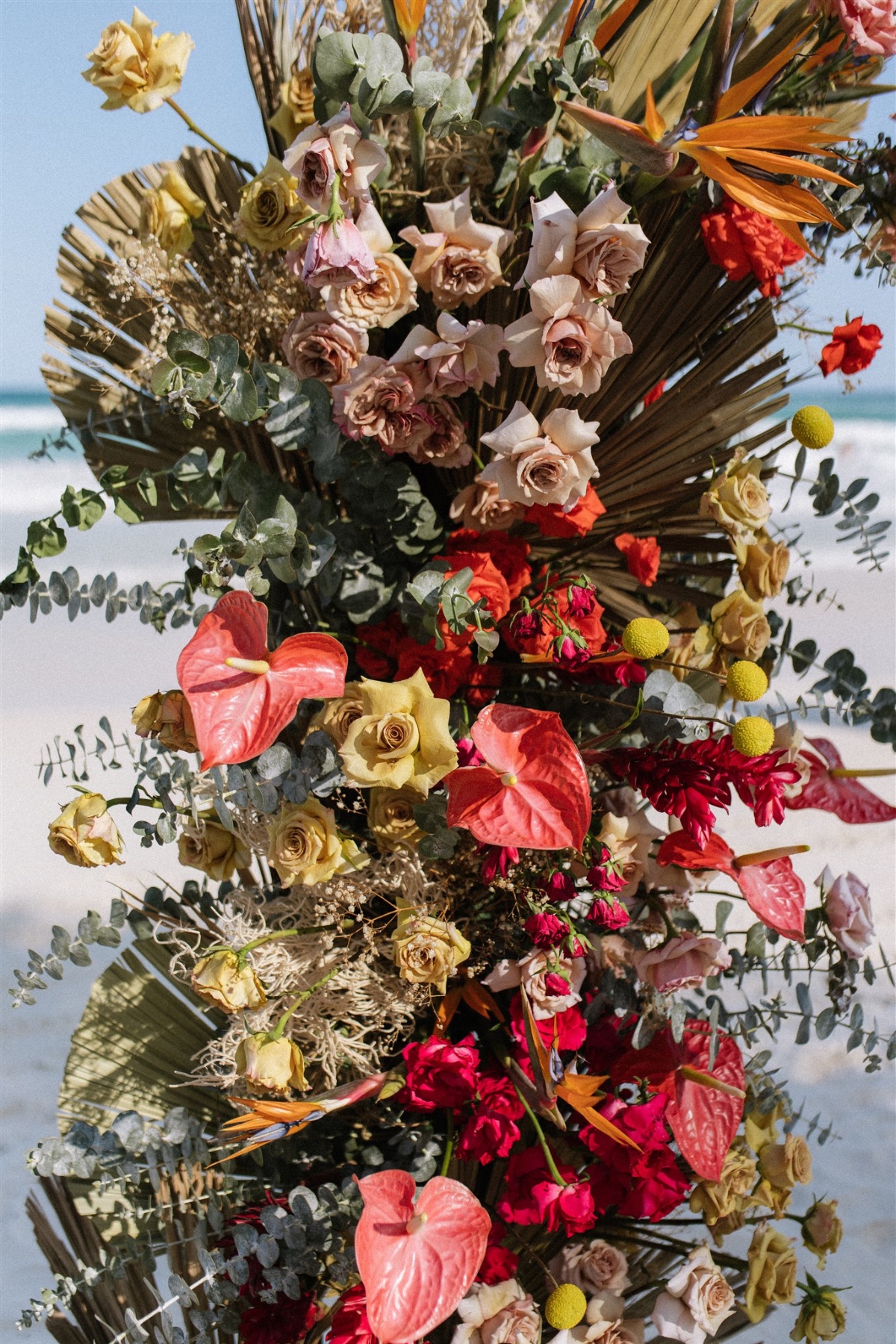 tropical wedding flowers in fall colors