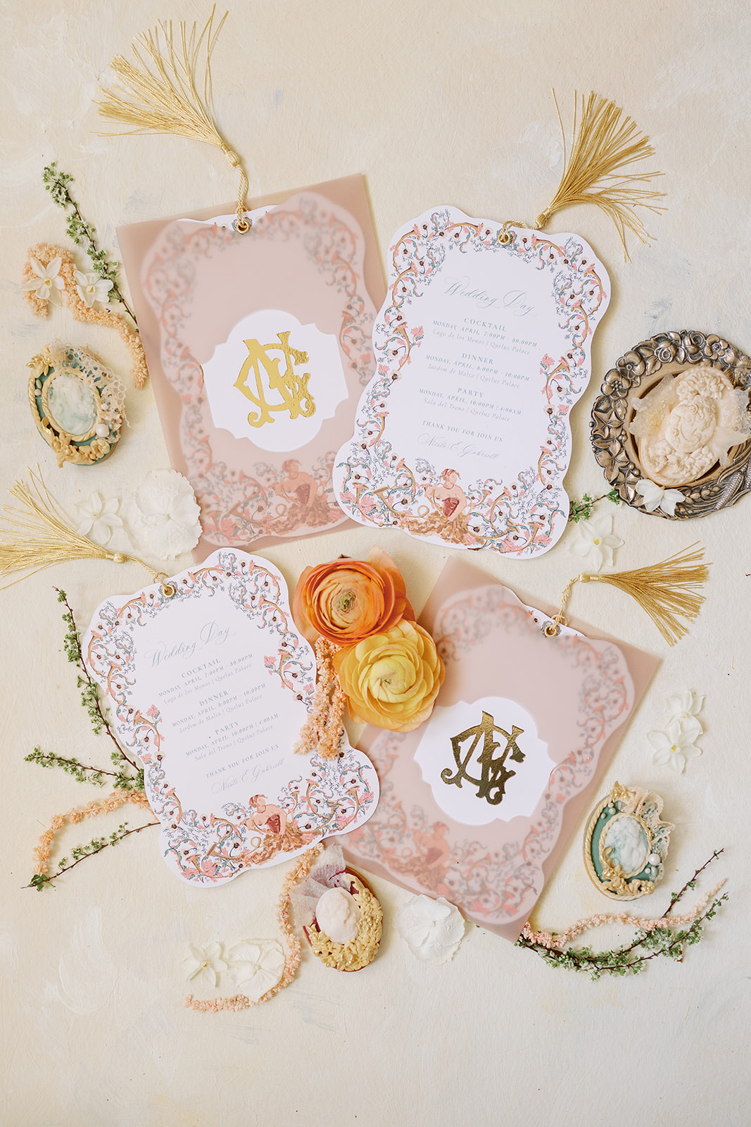 unique peach wedding invitation ideas