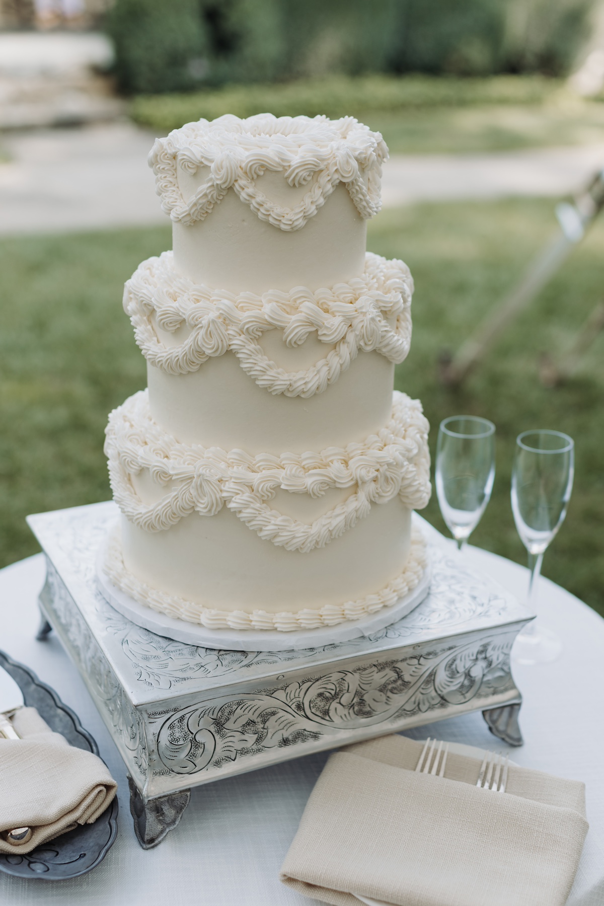 all white wedding cake