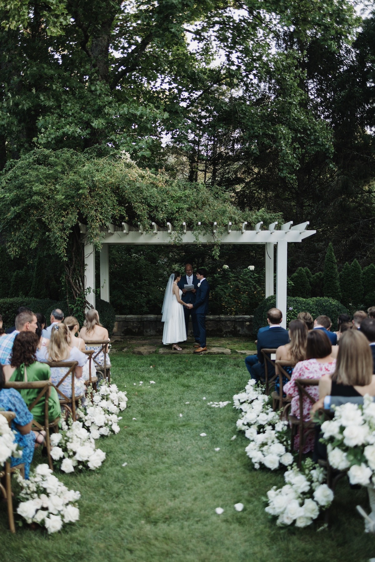 ceremony aisle of white roses