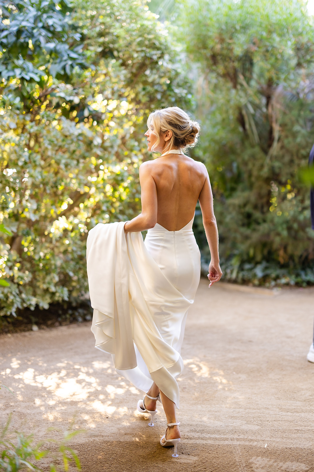 backless halter wedding gown